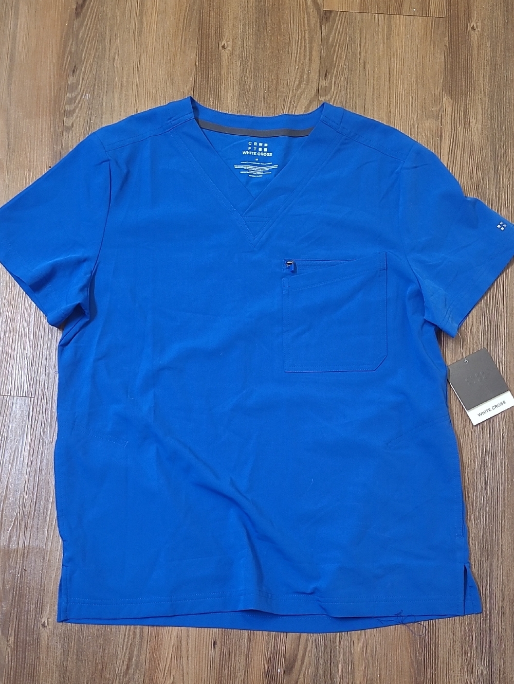 White Cross women's V-Neck Scrub Top - Blue